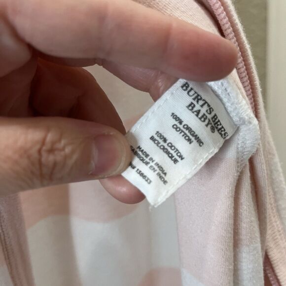 Burt's Bees 6-12 Months Sleep Sack Baby Full Zip Organic Cotton Pink Striped - Picture 9 of 9